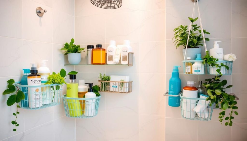 shower caddies and hanging baskets